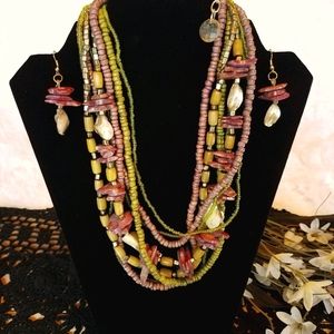 Boho Necklace and Earrings Set